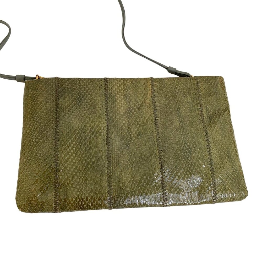 Vintage Clemente Small Grey Snakeskin 80's Crossbody Bag With Removable Strap